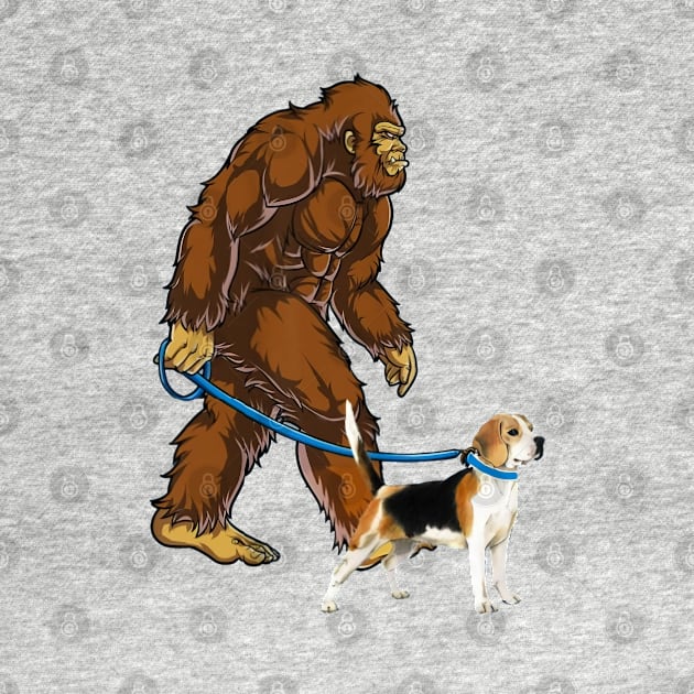 Funny Bigfoot Sasquatch Walking Beagle by JameMalbie